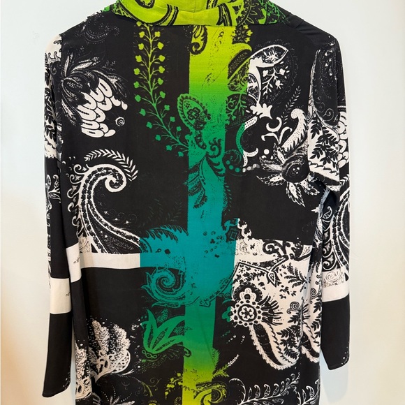 💋 Etro Stylish Black and Green Patterned Blouse 164 - Picture 5 of 6